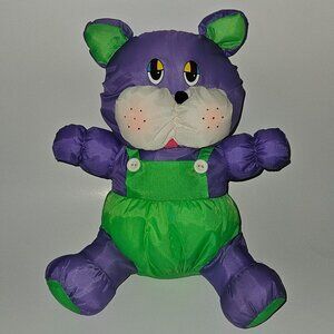 VTG 1980 Star Nylon Plush Toy 12" Stuffed Animal Purple Green Dog ?